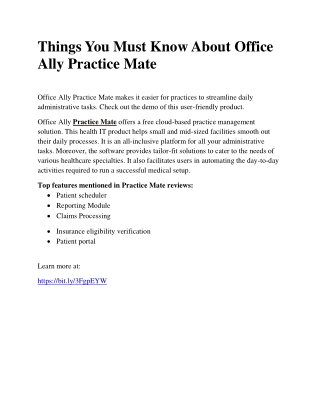 Things You Must Know About Office Ally Practice Mate