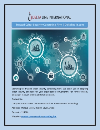 Trusted Cyber Security Consulting Firm | Deltaline-it.com