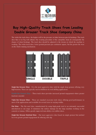 Buy High-Quality Track Shoes from Leading Double Grouser Track Shoe Company China