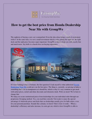 How to get best price from Honda Dealership Near Me with GroupWe