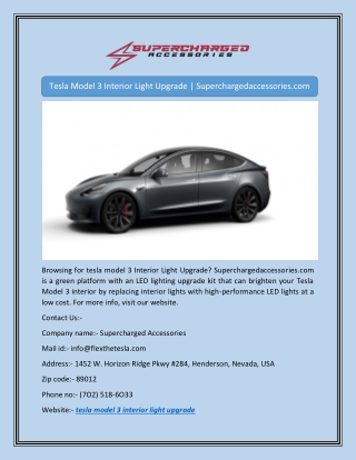 Tesla Model 3 Interior Light Upgrade | Superchargedaccessories.com