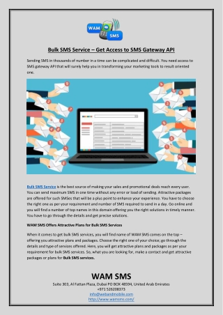 Bulk SMS Service – Get Access to SMS Gateway API