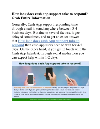 How long does cash app support take to respond? Grab Entire Information