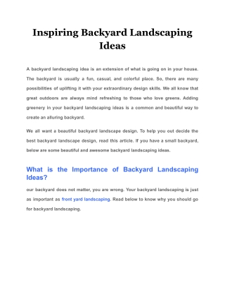 Inspiring Backyard Landscaping Ideas