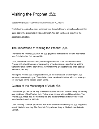 The Etiquette Needed of Visiting Prophet