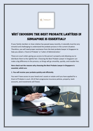 Why Choosing The Best Probate Lawyers In Singapore Is Essential