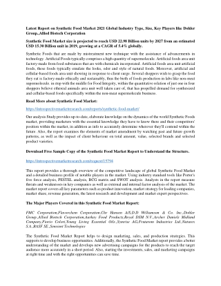 Latest Report on Synthetic Food Market 2021