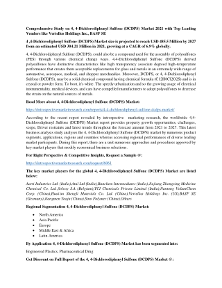 4 4-Dichlorodiphenyl Sulfone (DCDPS) Market