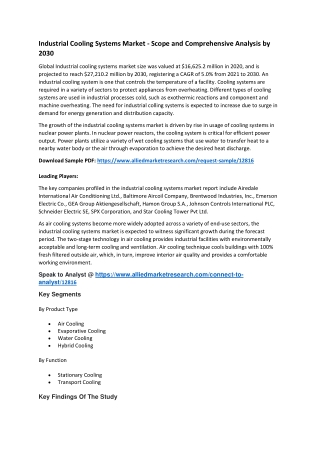 Industrial Cooling Systems Market Growth, Key Trends and Forecast To 2030