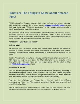 What are The Things to Know About Amazon FBA
