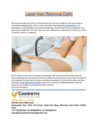 Laser Hair Removal Delhi