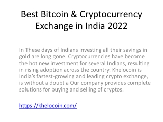 Best Bitcoin & Cryptocurrency Exchange in India 2022
