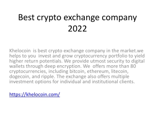 Best crypto exchange company 2022