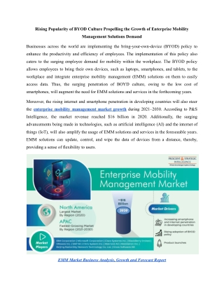 Enterprise Mobility Management Market Assessment Covering Growth Factors By 2030