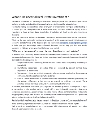 What is residential real estate investment