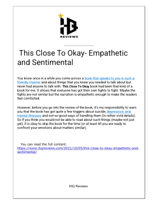 This Close To Okay- Empathetic and Sentimental
