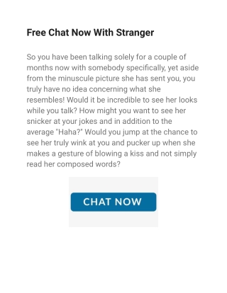 Free Chat Now With Stranger