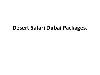 Desert Safari Dubai Packages