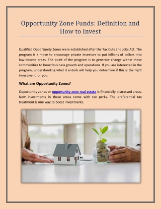 Opportunity Zone Funds: Definition and How to Invest