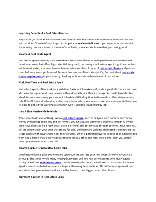 Surprising Benefits of a Real Estate License