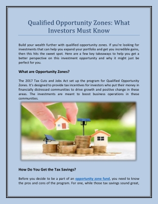 Qualified Opportunity Zones: What Investors Must Know