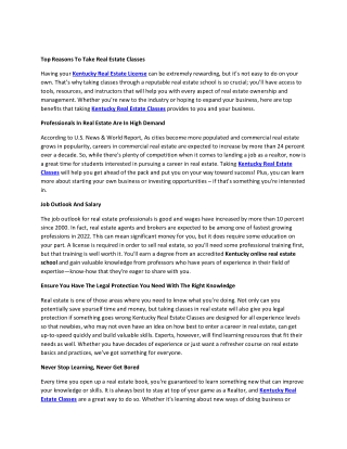 Top Reasons To Take Real Estate Classes