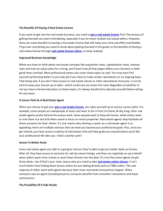 The Benefits Of Having A Real Estate License
