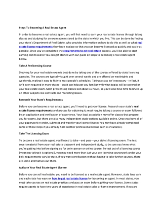 Steps To Becoming A Real Estate Agent
