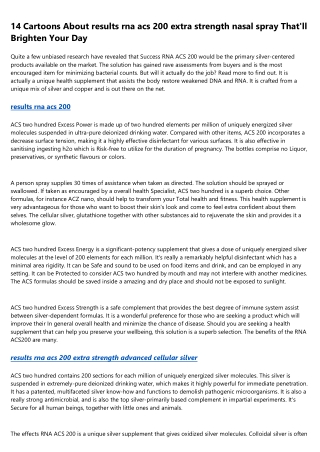 The History of results rna acs 200 extra strength nasal spray