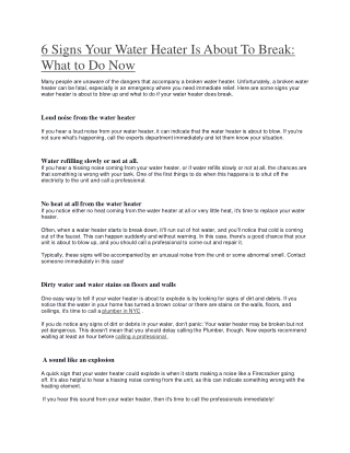 6 Signs Your Water Heater Is About To Break: What to Do Now