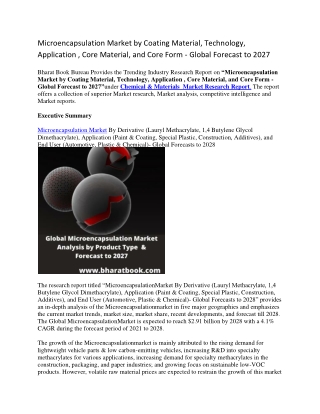 Microencapsulation Market by Coating Material, Technology, Application , Core Material, and Core Form - Global Forecast