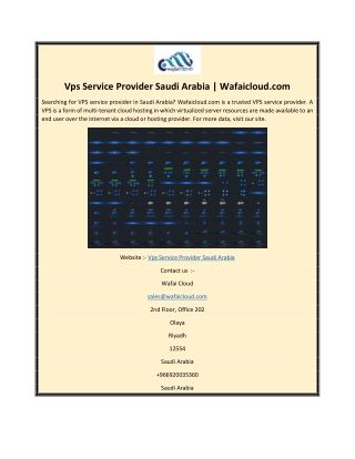 Vps Service Provider Saudi Arabia | Wafaicloud.com