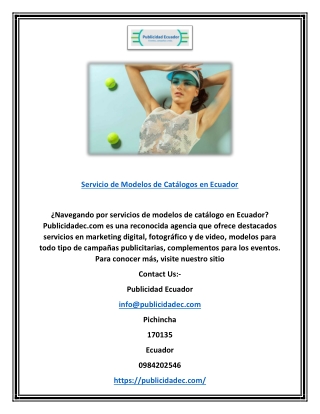 Catalog Model Service In Ecuador | Publicidadec.com