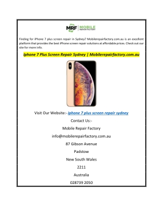 Iphone 7 Plus Screen Repair Sydney  Mobilerepairfactory.com.au