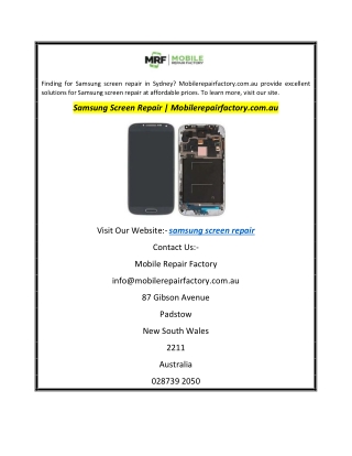 Samsung Screen Repair  Mobilerepairfactory.com.au
