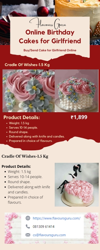 Order Now! Girlfriend Birthday Cake Online in Delhi NCR from Flavours Guru