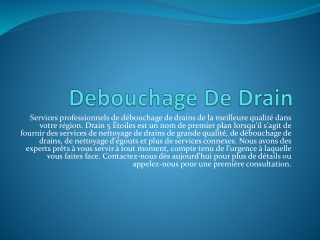 Debouchage De Drain