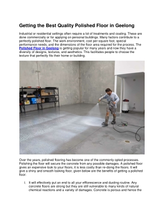 GETTING THE BEST QUALITY POLISHED FLOOR IN GEELONG