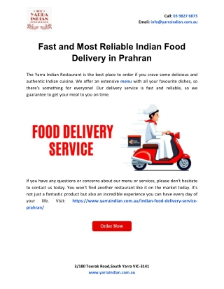 Fast and most reliable Indian food delivery in Prahran