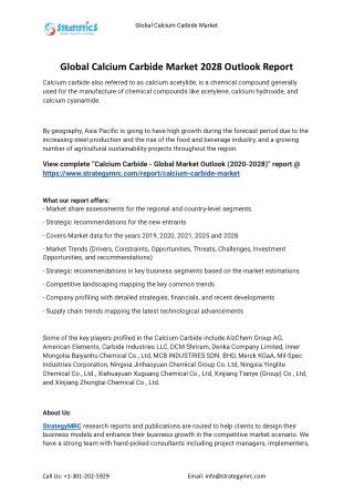 2021 Calcium Carbide Industry Global Analysis Report