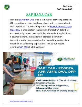 SAP HANA CAR