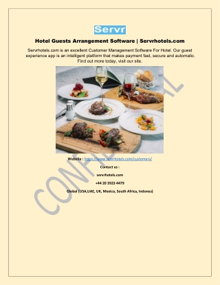 Hotel Guests Arrangement Software | Servrhotels.com