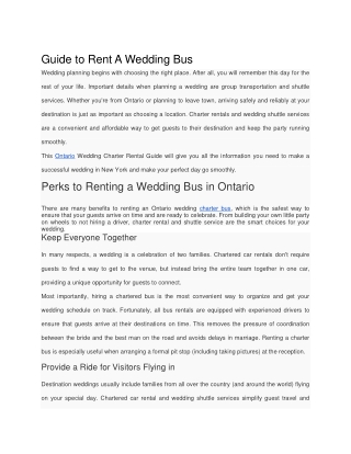 Guide to Rent A Wedding Bus