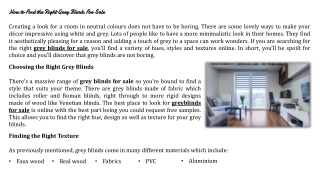 How to Find the Right Grey Blinds For Sale