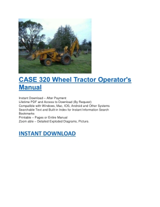 CASE 320 Wheel Tractor Operator's Manual
