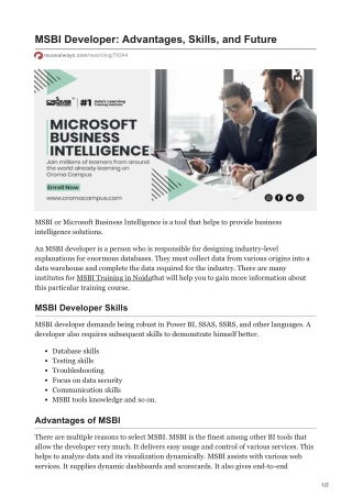 MSBI Developer Advantages Skills and Future