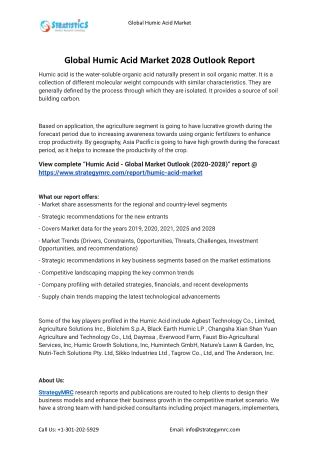 2021 Humic Acid Industry Global Analysis Report