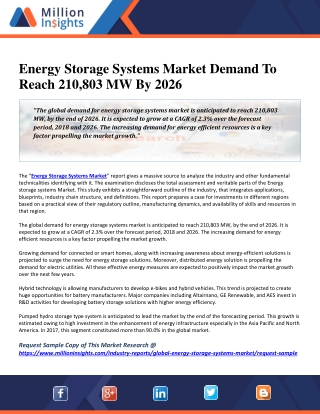Energy Storage Systems Market Demand To Reach 210,803 MW By 2026