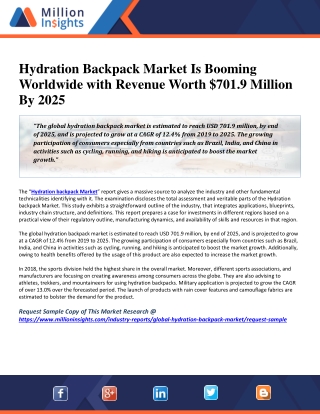 Hydration Backpack Market Is Booming Worldwide with Revenue Worth $701.9 Million By 2025
