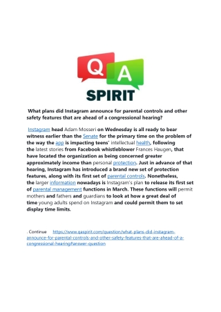 What plans did Instagram announce for parental controls and other safety featur